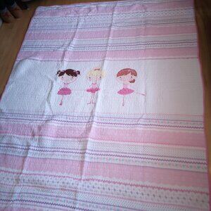 83"x 64" Ballerina Pink White Purple & Teal Colors Quilt with 1 - 26"x 20" Sham